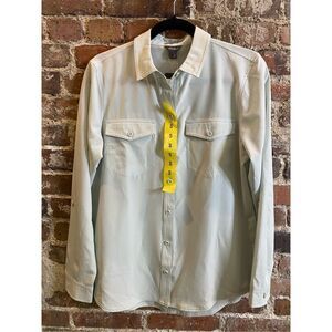 Eddie Bauer LS Departure Shirt Soft Green Stretch Light Weight Moisture Wicking